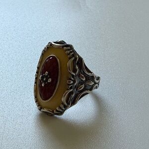 Carolyn Pollack Oxidized Sterling Silver and Yellow Quartzite Carnelian Ring